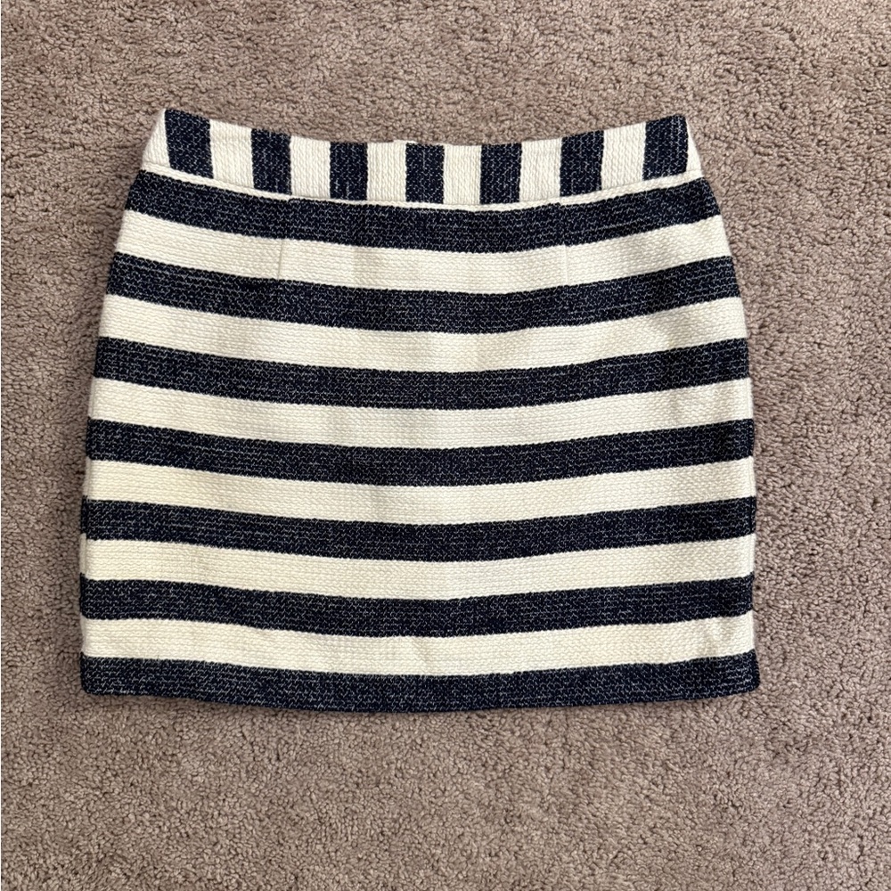 Forever 21 Mini Skirt Women size Small Black Cream Striped Woven Pencil Skirt